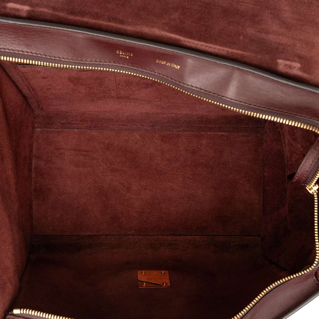 Celine Medium Bicolor Calfskin and Suede Trapeze Satchel Red Leather Good - Model View