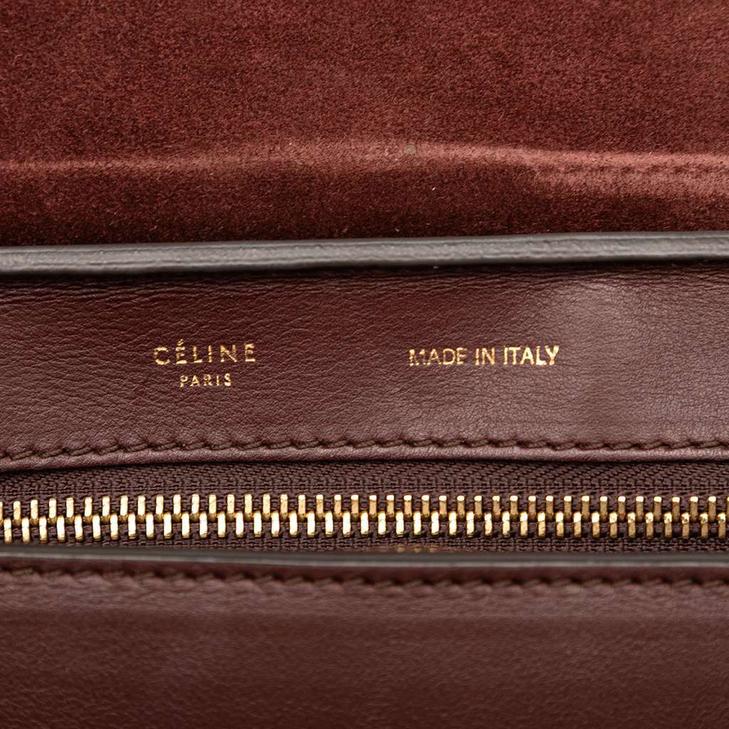 Celine Medium Bicolor Calfskin and Suede Trapeze Satchel Red Leather Good - Box View