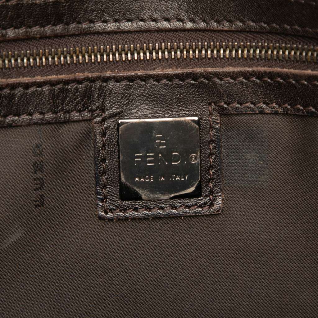 Fendi Medium Zucca Canvas Studded Roll Tote Brown Canvas Good - Box View