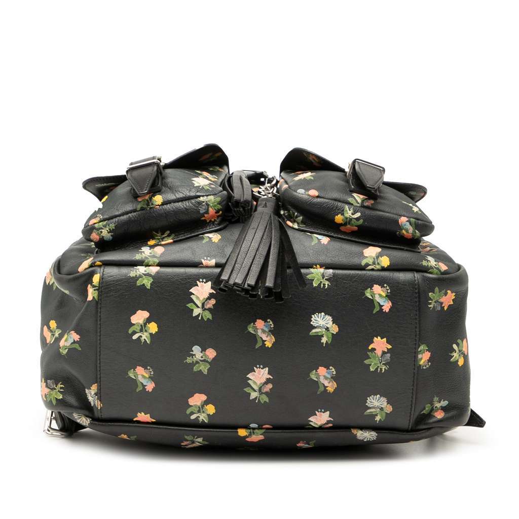Saint Laurent Leather Prairie Floral Printed Festival Backpack Black Leather Very good - Inside View
