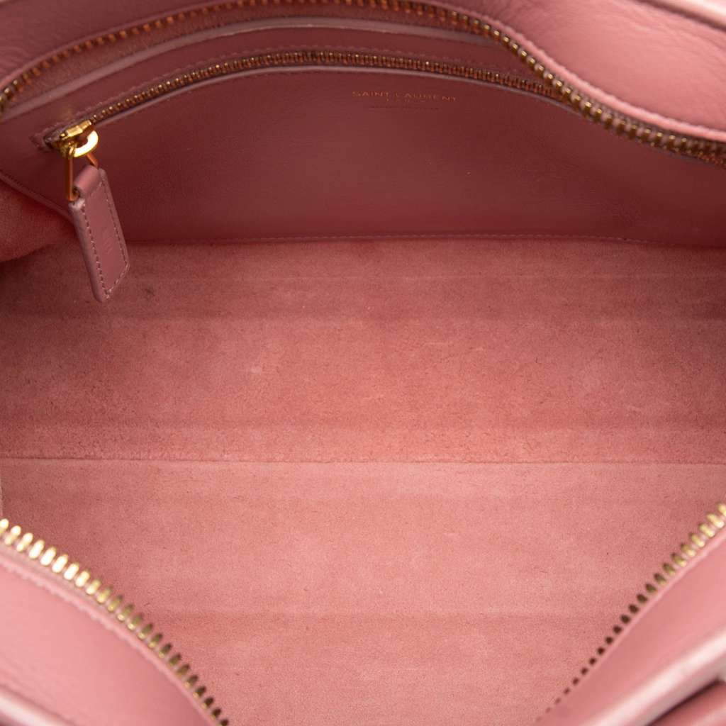 Saint Laurent Small Leather Monogram Cabas Satchel Pink Leather Very good - Model View