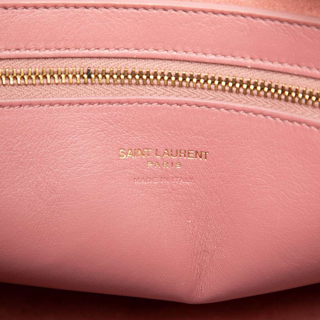 Saint Laurent Small Leather Monogram Cabas Satchel Pink Leather Very good - Box View