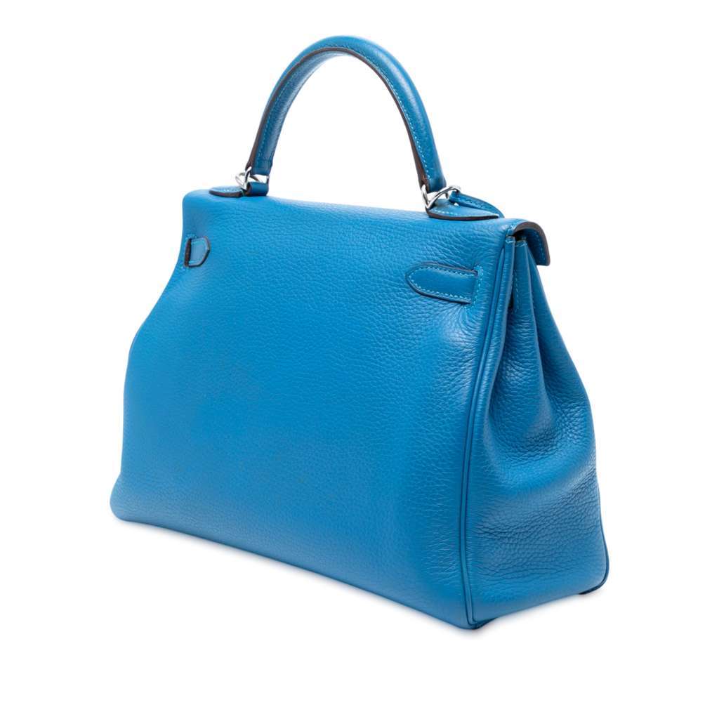 Hermès Togo Kelly II Retourne 32 Blue Leather Fair condition - Back View
