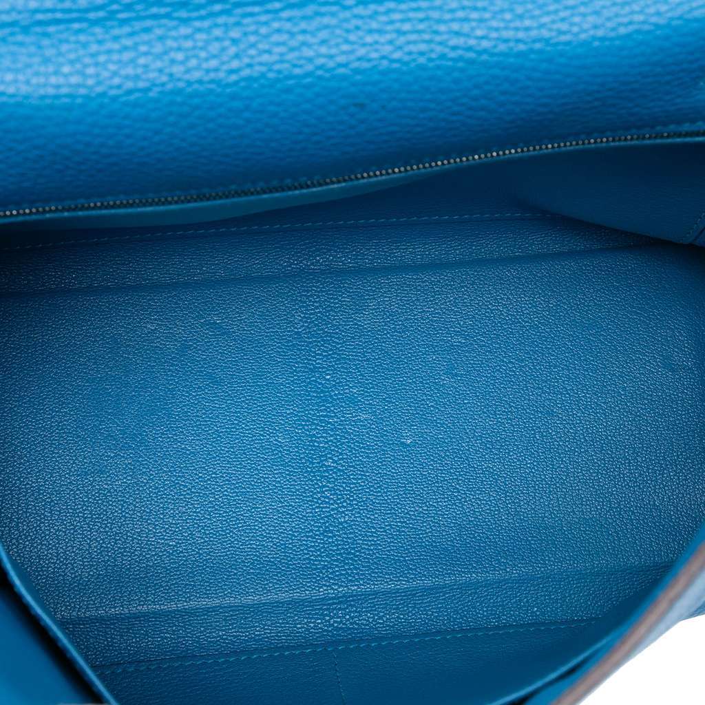 Hermès Togo Kelly II Retourne 32 Blue Leather Fair condition - Model View