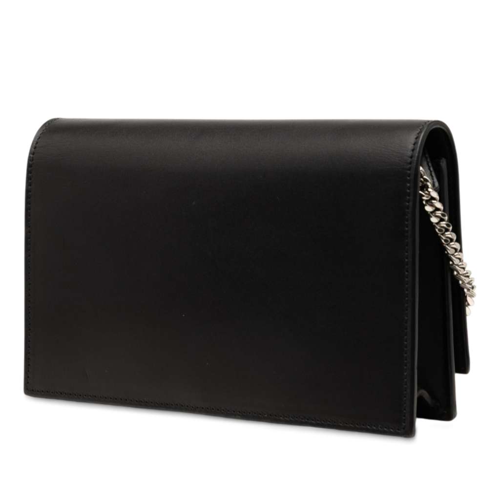 Saint Laurent Calfskin Cloud Star Applique Classic Monogram Kate Tassel Wallet on Chain Black Leather Very good - Back View