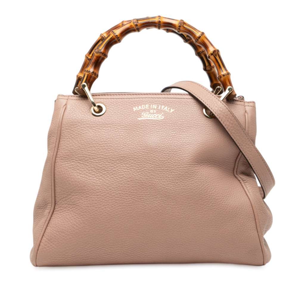Gucci Small Calfskin Bamboo Shopper Satchel Pink Leather Very good - Front View