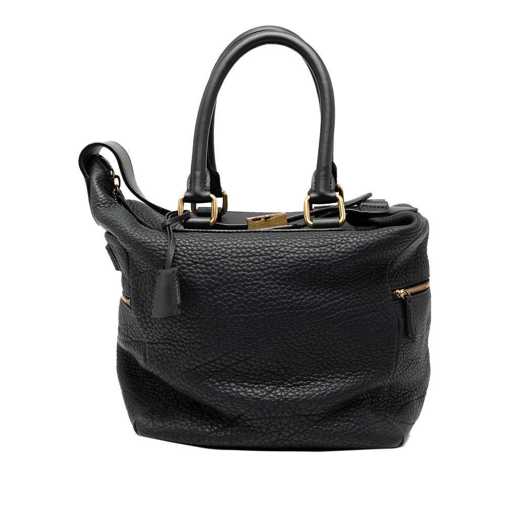 Celine Leather Satchel Blue Leather Good - Front View
