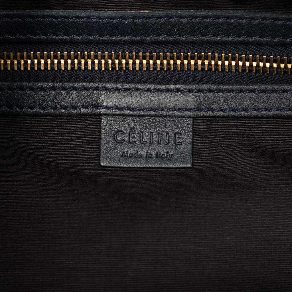 Celine Leather Satchel Blue Leather Good - Box View