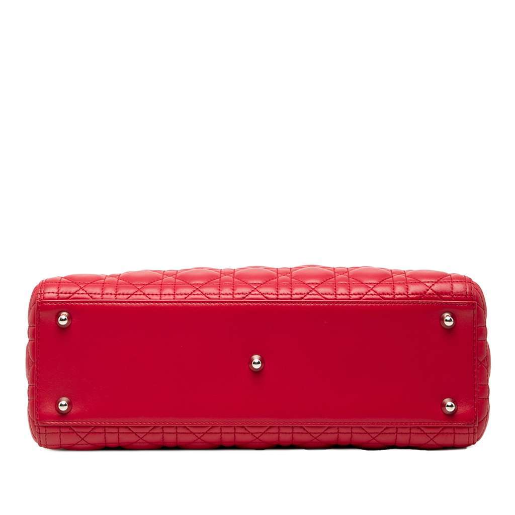 Dior Large Lambskin Cannage Lady Dior Red Leather Very good - Inside View