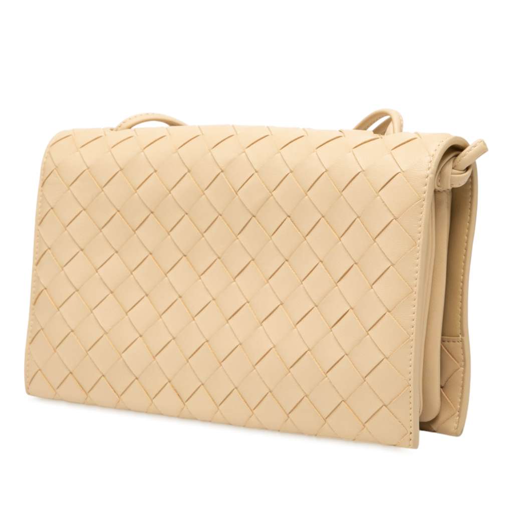 Bottega Veneta Nappa Intrecciato Trio Pouch On Strap Brown Leather Good - Back View