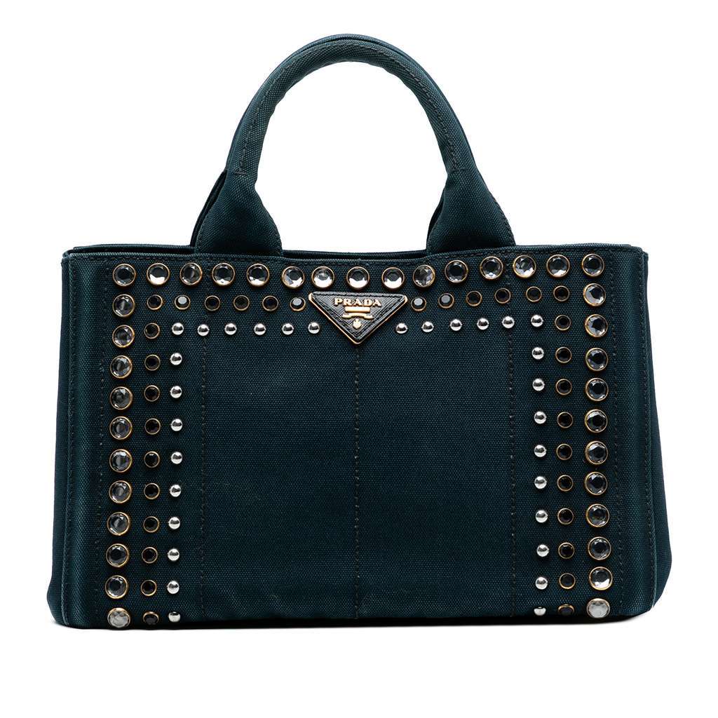 Prada Small Canvas Canapa Bijoux Satchel Blue Canvas Good condition - Front View