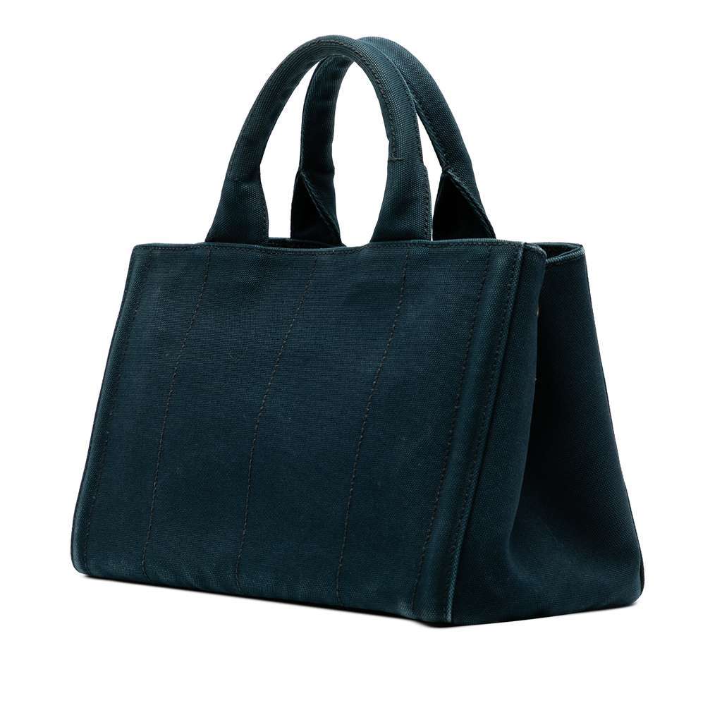 Prada Small Canvas Canapa Bijoux Satchel Blue Canvas Good condition - Back View
