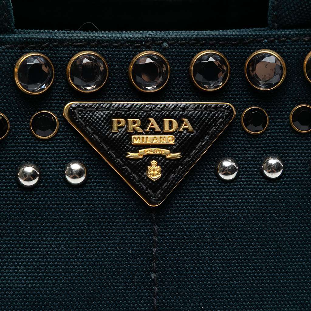 Prada Small Canvas Canapa Bijoux Satchel Blue Canvas Good condition - Box View