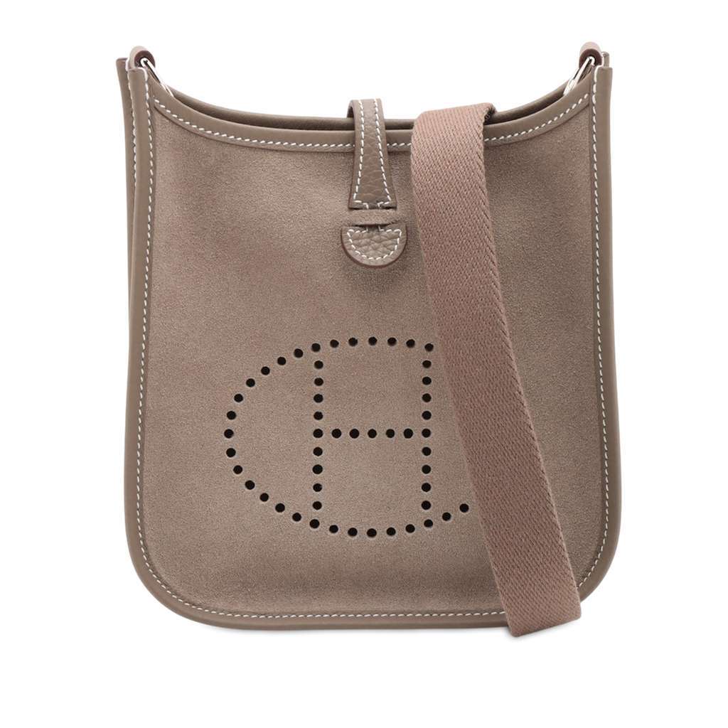 Hermès Grizzly Calfskin and Clemence Evelyne Amazone 16 Brown Leather Good condition - Front View