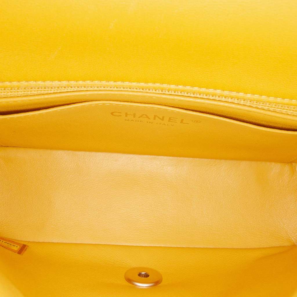 Chanel Mini Rectangular Classic Lambskin Single Flap Yellow Leather Very good condition - Model View