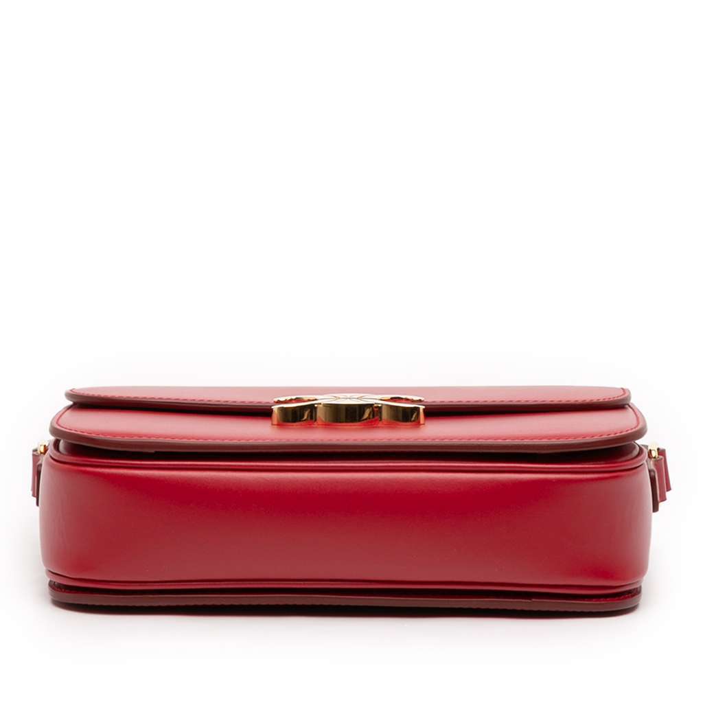 Celine Classique Shiny Calfskin Triomphe Crossbody Red Leather Good - Inside View