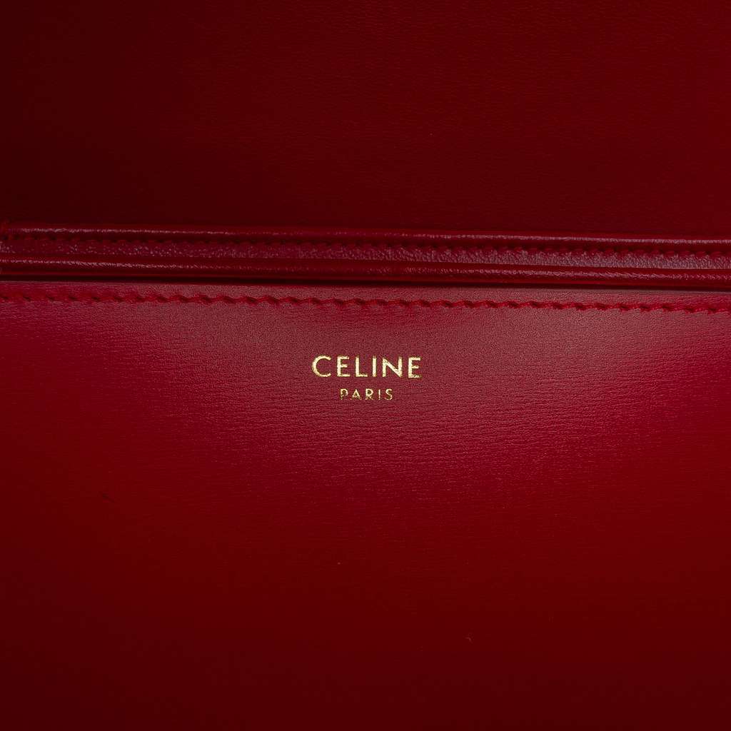 Celine Classique Shiny Calfskin Triomphe Crossbody Red Leather Good - Box View