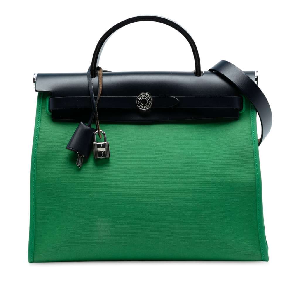 Hermès Toile Herbag Zip 31 Green Canvas Good condition - Front View