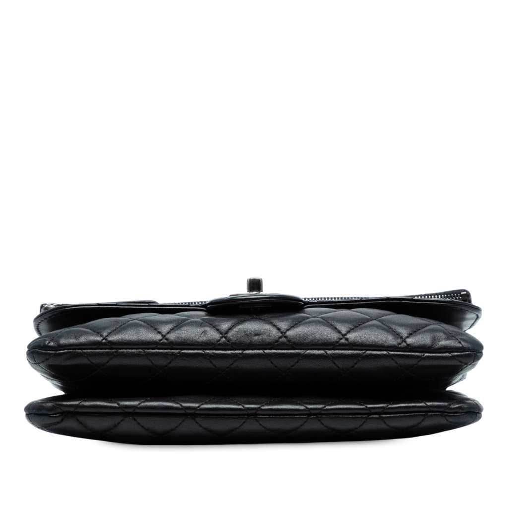 Chanel Paris-Salzburg Lambskin Zip Multi Flap Black Leather Good - Inside View