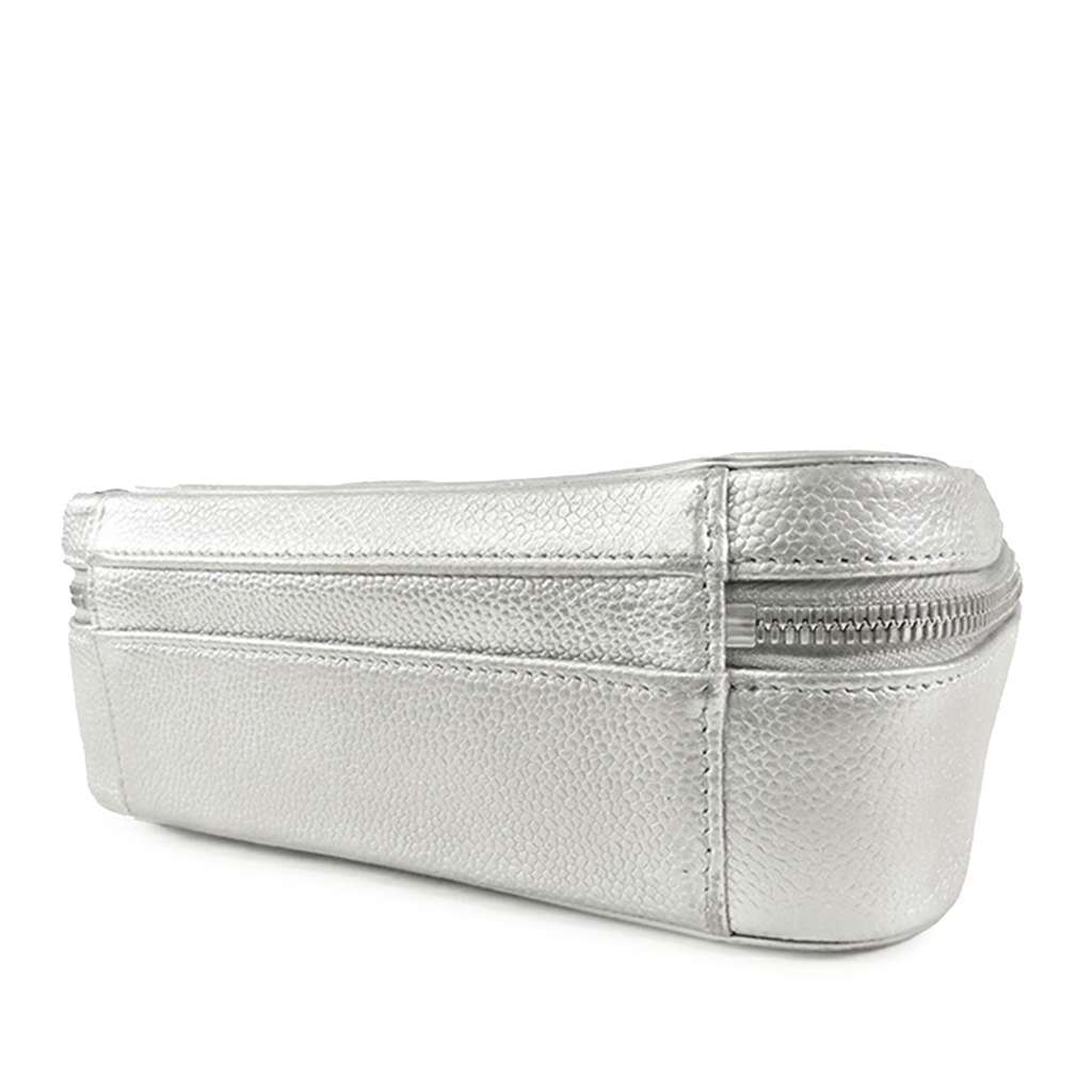 Chanel Medium Caviar CC Filigree Vanity Case Silver Leather Good condition - Inside View