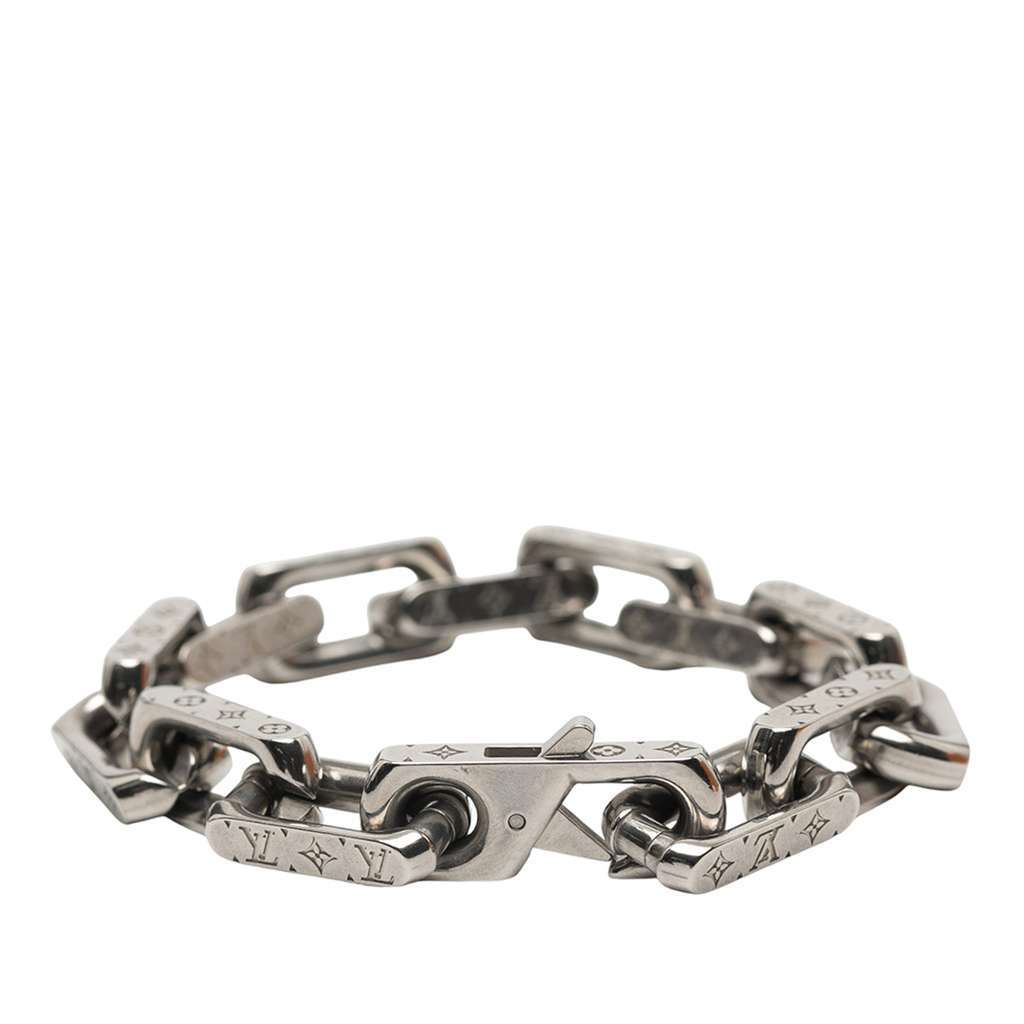 Louis Vuitton Stainless Steel Monogram Chain Bracelet M Silver Stainless steel Good condition - Inside View