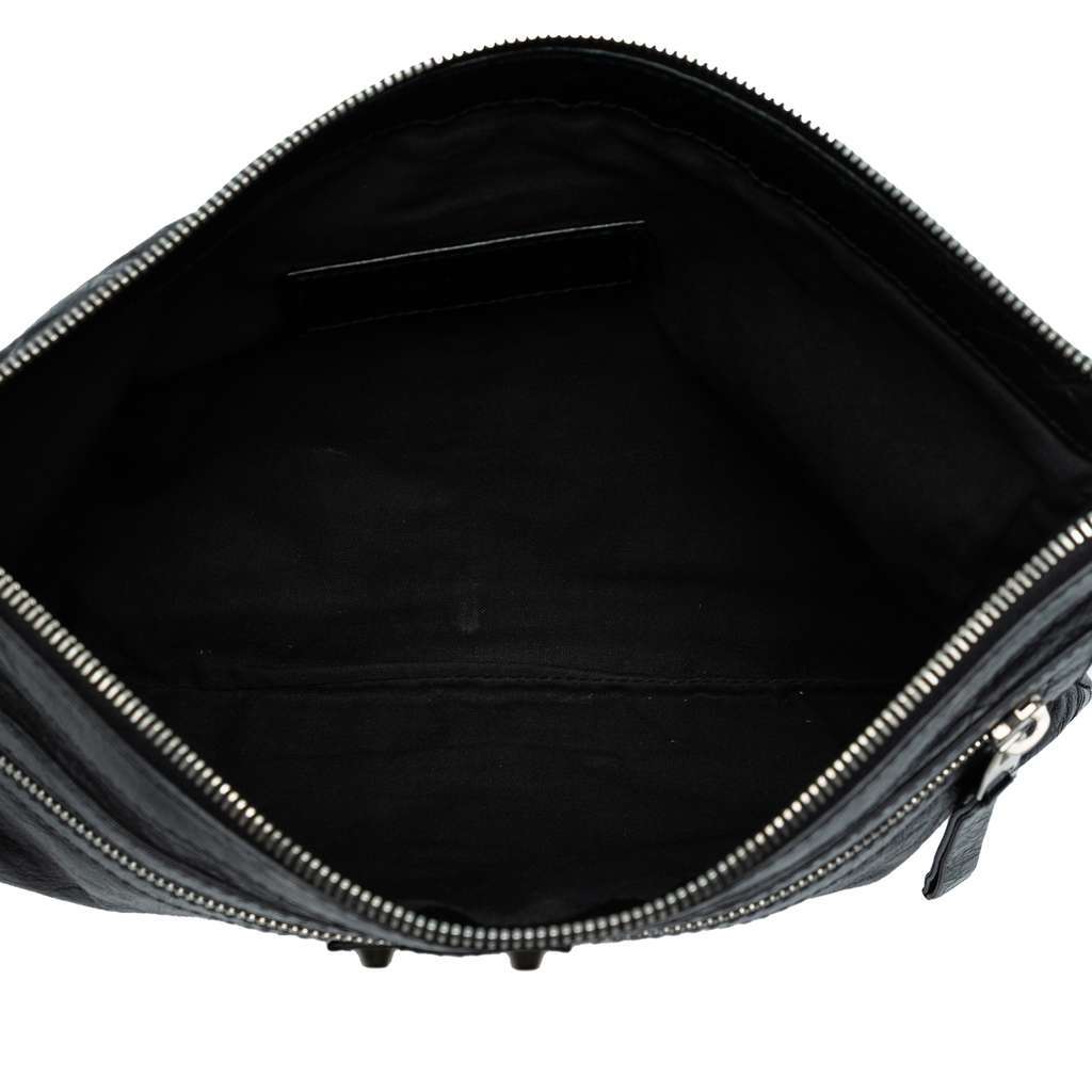 Balenciaga Lambskin Motocross Classic Clip M Clutch Black Leather Good - Model View