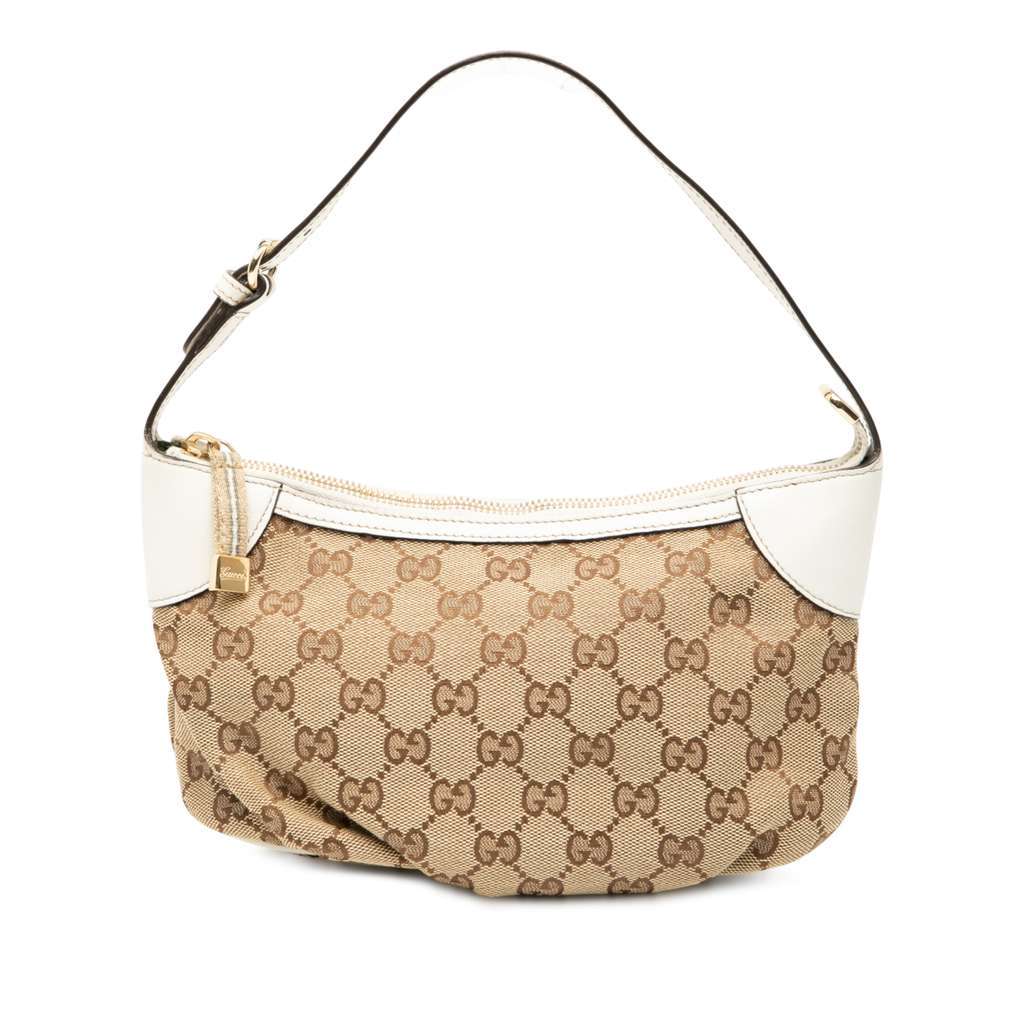 Gucci GG Canvas Web Handbag Brown Canvas Good - Front View