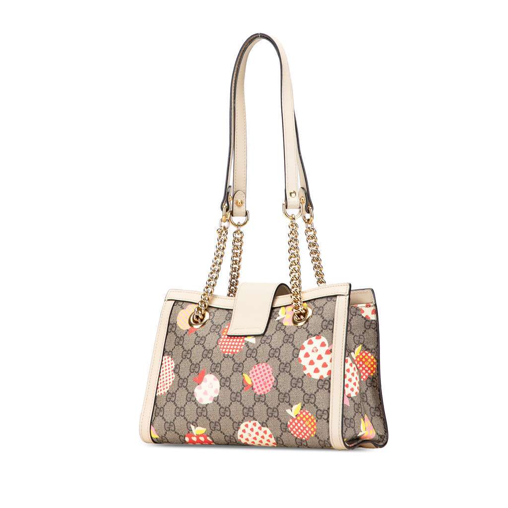 Gucci Small GG Supreme Apple Heart Padlock Tote Brown Canvas Very good - Back View