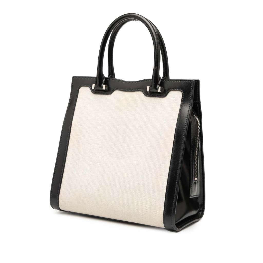 Saint Laurent Small Canvas Uptown Satchel White Canvas Good - Back View