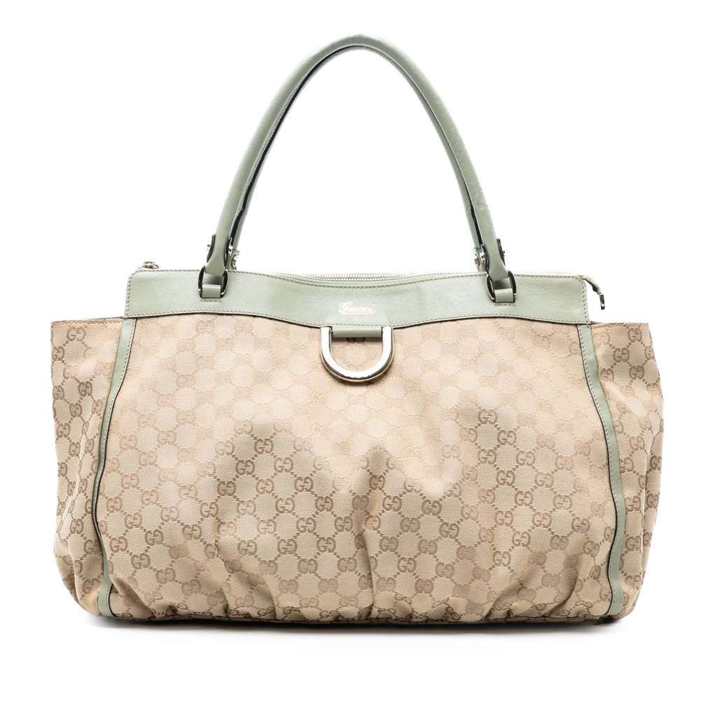 Gucci GG Canvas Abbey D Ring Tote Brown Canvas Good - Front View