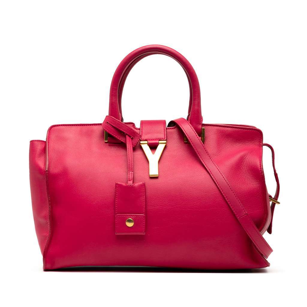 Saint Laurent Small Leather Classic Y Cabas Satchel Pink Leather Good - Front View