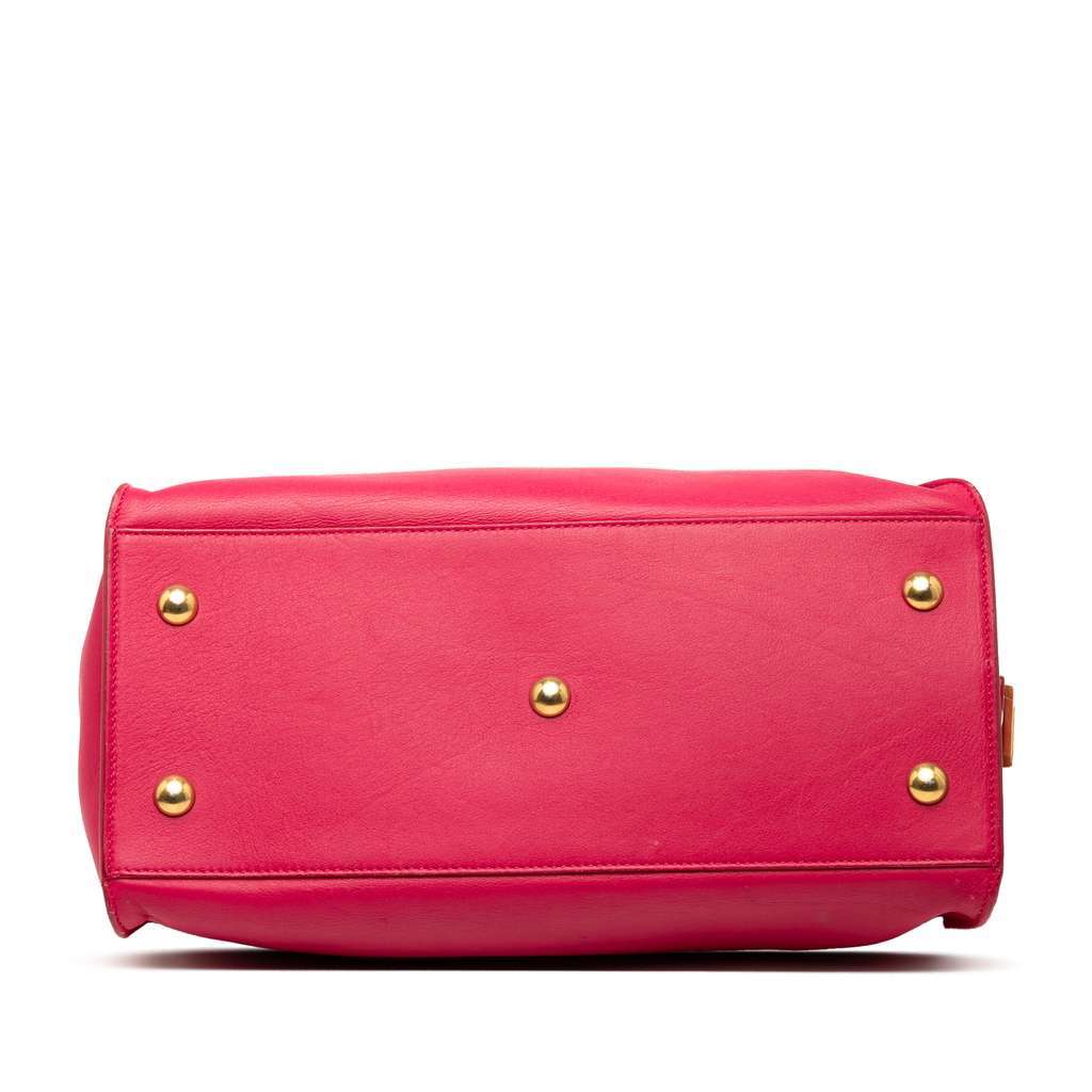 Saint Laurent Small Leather Classic Y Cabas Satchel Pink Leather Good - Inside View