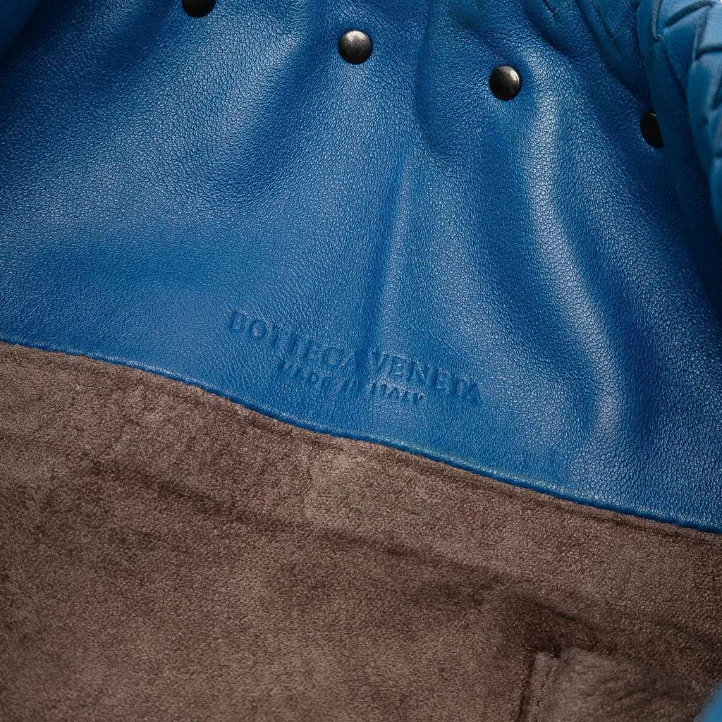 Bottega Veneta Nappa Intrecciato Drawstring Shoulder Bag Blue Leather Good - Box View