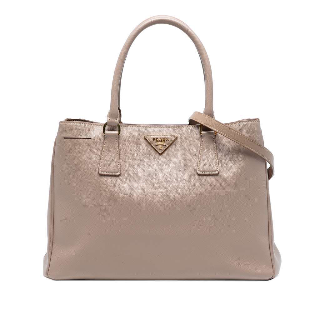Prada Medium Saffiano Lux Galleria Satchel Brown Leather Very good condition - Front View