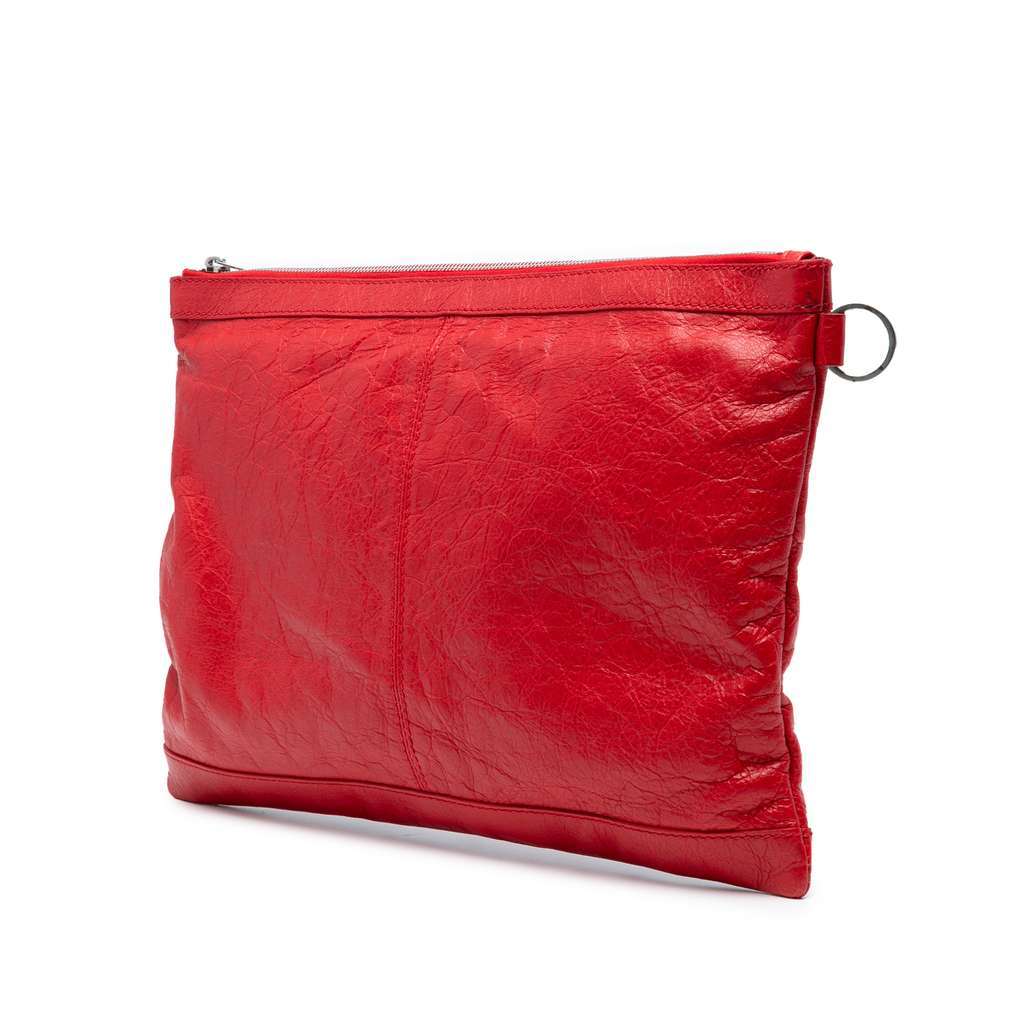 Balenciaga Lambskin Motocross Classic Clip L Clutch Red Leather Very good condition - Back View