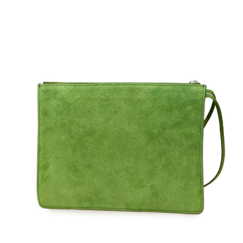 Bottega Veneta Suede Clutch Green Leather Very good - Back View