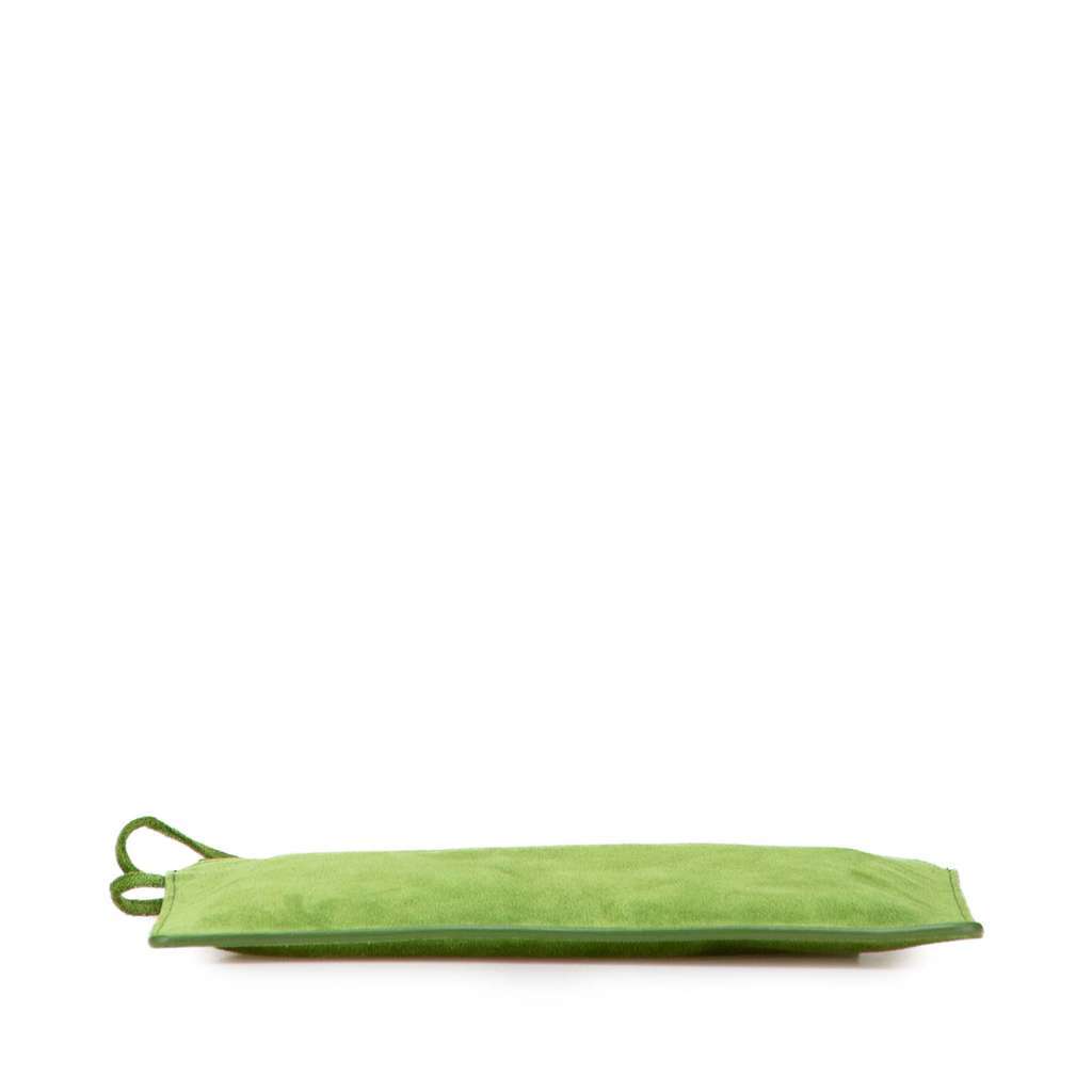 Bottega Veneta Suede Clutch Green Leather Very good - Inside View