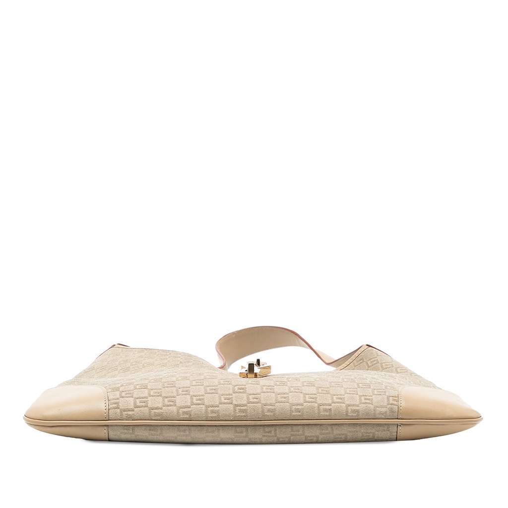 Gucci G Square Suede Jackie Hobo Brown Leather Good - Inside View
