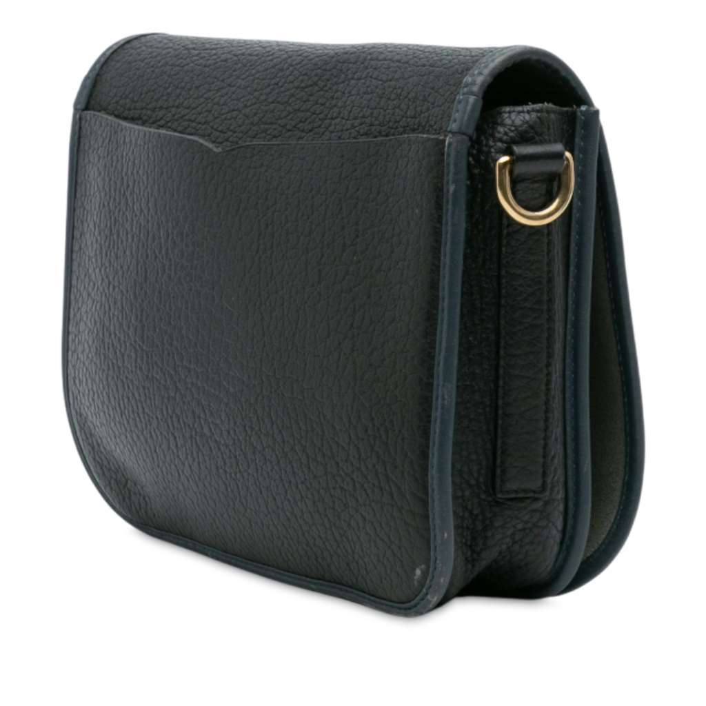 Loewe Pebbled Calfskin Anagram Ines Flap Crossbody Black Leather Good - Back View