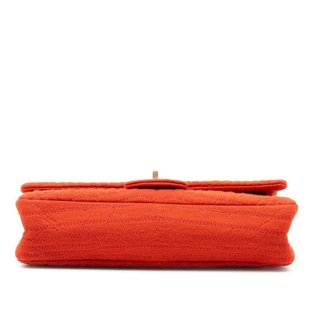 Chanel Reissue 2.55 Quilted Jersey Coco Croc Double Flap 225 Orange Cotton Good condition - Inside View