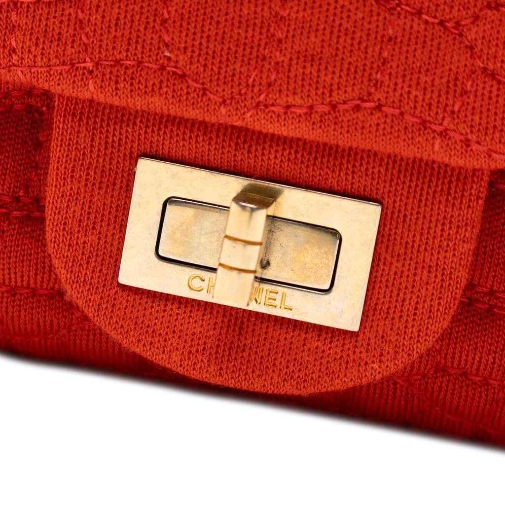 Chanel Reissue 2.55 Quilted Jersey Coco Croc Double Flap 225 Orange Cotton Good condition - Box View