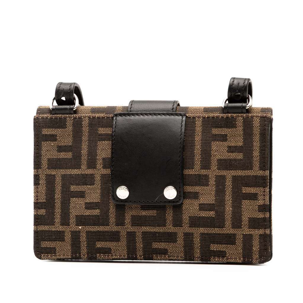 Fendi Zucca Canvas Convertible Baguette Pouch Brown Canvas Good condition - Back View