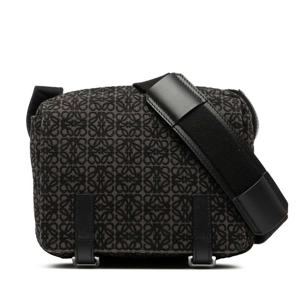 Loewe XS Anagram Canvas Military Messenger Bag Black Canvas Very good - Front View