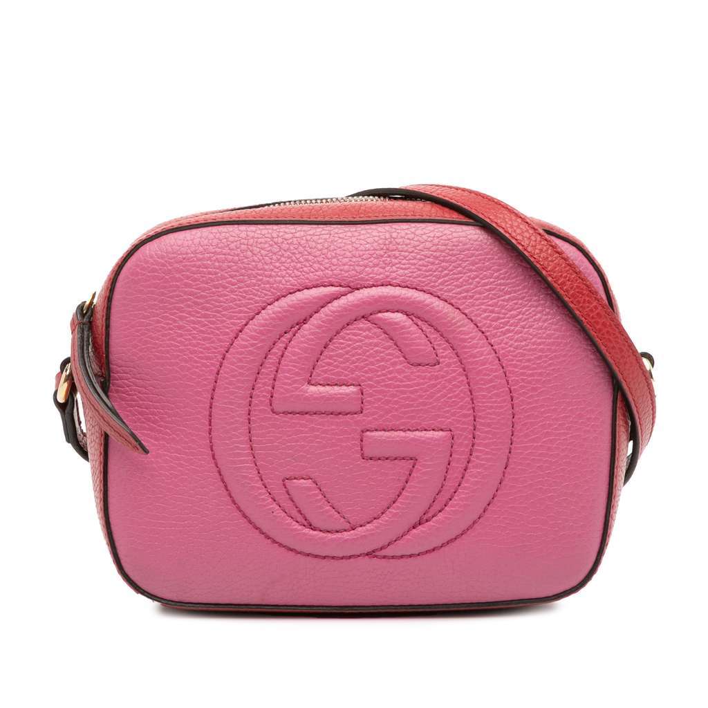 Gucci Small Bicolor Leather Soho Disco Crossbody Pink Leather Very good condition - Front View