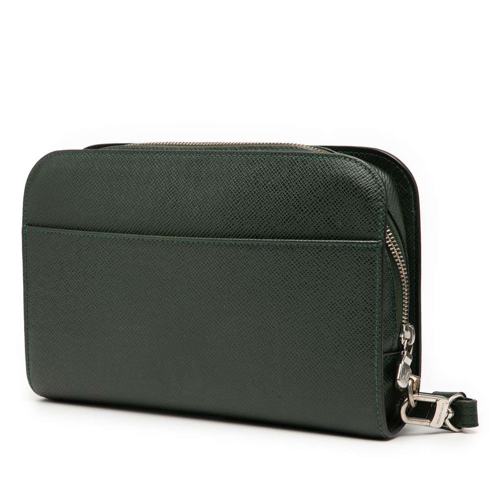 Louis Vuitton Taiga Pochette Baikal Green Leather Good condition - Back View