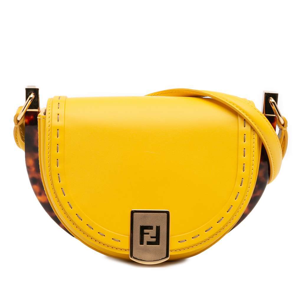 Fendi Leather Moonlight Crossbody Yellow Leather Very good - Front View