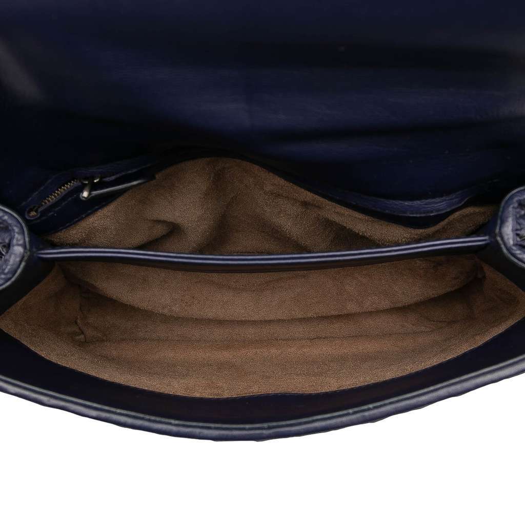 Bottega Veneta Small Nappa Intrecciato Stitched Olimpia Shoulder Bag Blue Leather Very good - Model View