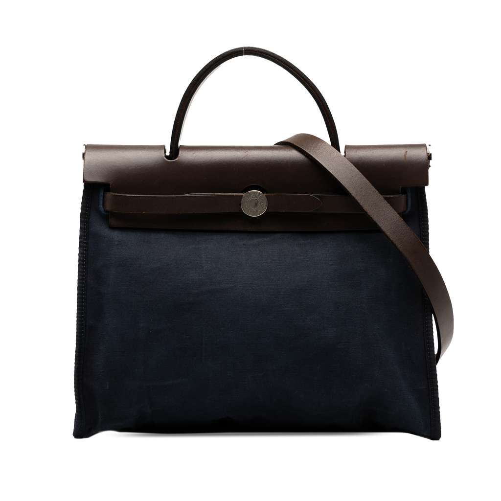 Hermès Toile and Vache Hunter Herbag Zip 31 Blue Canvas Good condition - Front View