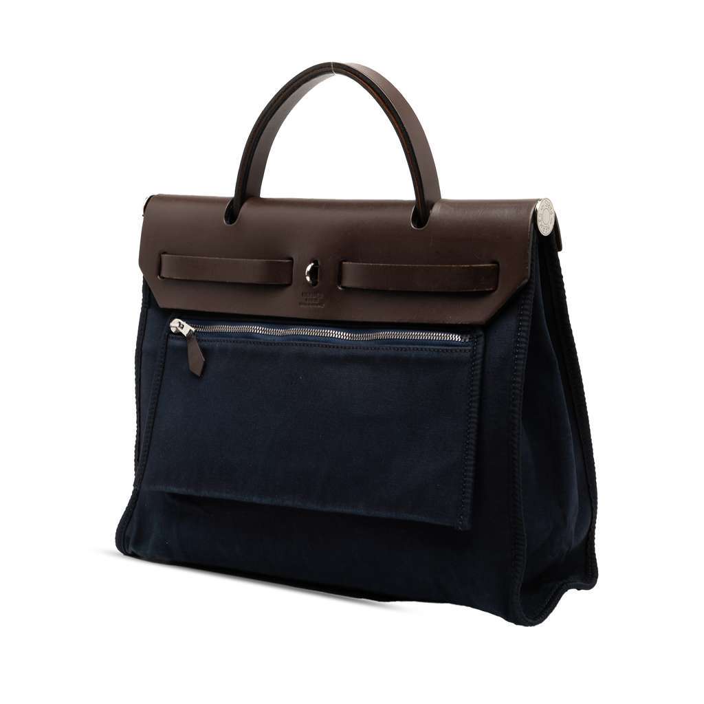 Hermès Toile and Vache Hunter Herbag Zip 31 Blue Canvas Good condition - Back View