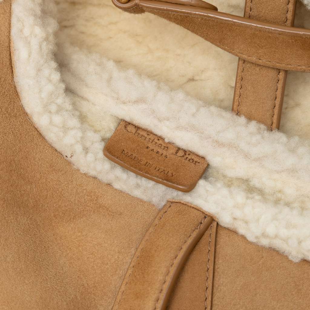Dior Shearling Suede Saddle Bag Brown Leather Very good - Box View